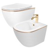 Set vas WC CARLO Mini Flat + bidet CARLO Mini White Gold Edge, REA