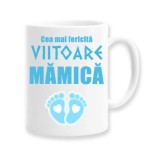 Cana alba personalizata &quot;Cea mai fericita viitoare mamica&quot;, INOVATIX&reg;. 330ml, Oem