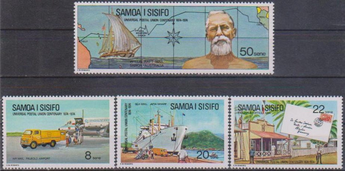 SAMOA - 1974 - CENTENAR UPU - serie+bloc