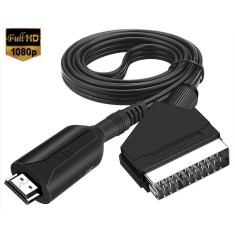 Cablu HDMI la Scart, Active, 1M, Full HD, convertor hdmi digital la euroscart analog cu mufa mama, video si sunet audio, adaptor cablu alimentare USB