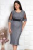 Rochie cu insertii plisat Gliter Argintiu - 44Marimea, Yves