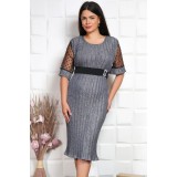 Rochie cu insertii plisat Gliter Argintiu - 56Marimea