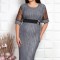 Rochie cu insertii plisat Gliter Argintiu - 44Marimea