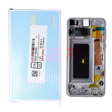LCD+Touchscreen cu Rama Samsung Galaxy S10e / G970 PRISM WHITE Original Service Pack