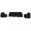 VidaXL Set de canapele cu taburet, 4 piese, negru, textil