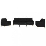 VidaXL Set de canapele cu taburet, 4 piese, negru, textil