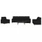 vidaXL Set de canapele cu taburet, 4 piese, negru, textil