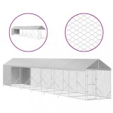 Cumpara ieftin Padoc exterior cu acoperis argintiu 2x14x2,5 m otel galvanizat