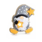 Figurin Gnom cu led, lemn textil multicolor 12.5x3x17 cm