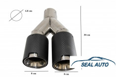 Difuzor Bara Spate cu Tobe Ornamente Sistem de evacuare compatibil cu BMW Seria 5 G30 G31 (2017+) M5 Design Negru Lucios foto