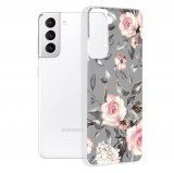 Techsuit - Marble Series - Samsung Galaxy S21,gri cu flori