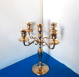 Superb sfesnic candelabra cu cinci brate -Regency- alama placata aur, anii 20-30