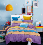 Lenjerie de pat pentru o persoana cu husa elastic pat si fata perna dreptunghiulara, Iguaz&uacute; Falls, bumbac mercerizat, multicolor