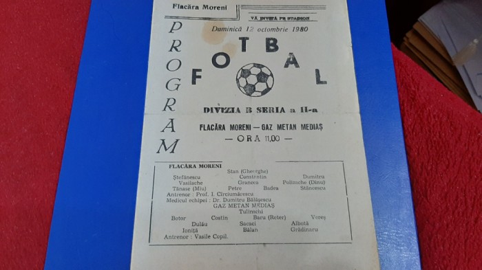 program Flacara Moreni - Gaz M. Medias