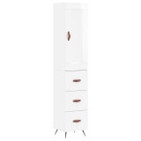 Dulap inalt, alb extralucios, 34,5x34x180 cm, lemn prelucrat