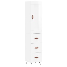 Dulap inalt, alb extralucios, 34,5x34x180 cm, lemn prelucrat