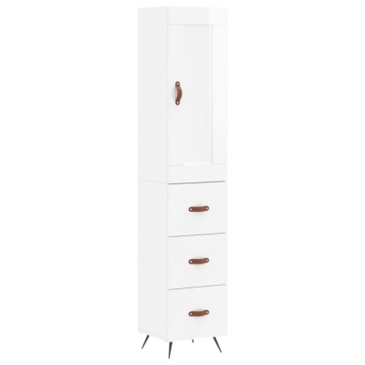 Dulap inalt, alb extralucios, 34,5x34x180 cm, lemn prelucrat foto