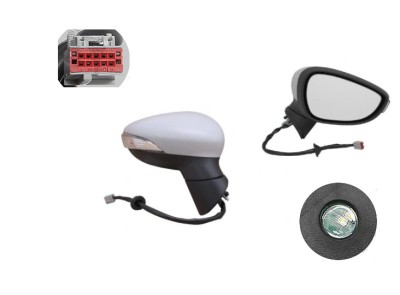Oglinda exterioara Ford Fiesta (Ja8), 01.2013-12.2017, montare dreapta, reglaj electric; grunduit; incalzit; sticla asferica; geam cromat; rabatabil; foto
