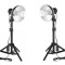 Kit lumina continua 2x lampa E27 2x mini stativ 30 - 48cm 2x bec 35W