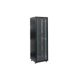 Rack 18U 600x1000, montare pe podea, usa din sticla, panouri laterale detasabile si securizate, dezasamblat, culoare negru RAL 9004, DATEUP NewTechnol