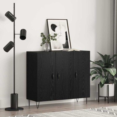 vidaXL Bufet Stejar negru 90 x 34 x 80 cm Lemn compozit 879584 foto