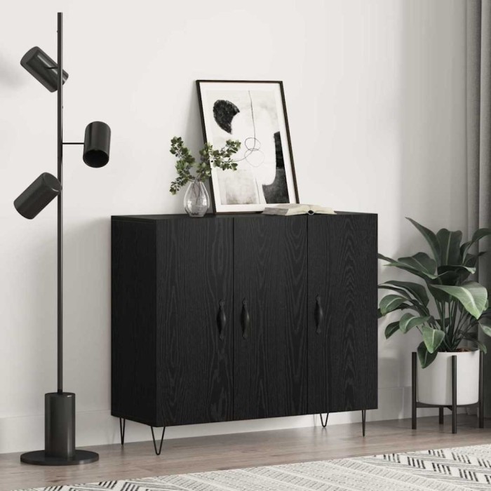 vidaXL Bufet Stejar negru 90 x 34 x 80 cm Lemn compozit 879584