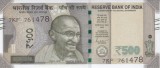 Bancnota India 500 Rupii 2022 - P114 UNC ( litera D - vezi descriere )