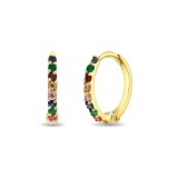 Cercei Copii rotunzi cu pietre CZ Multicolor, Aur 14K