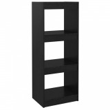 Bibliotecă/Separator cameră negru 40x30x103,5 cm lemn masiv pin