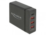 Incarcator universal 60W IEC C8 la USB-C PD + 3 x USB-A, Delock 63974