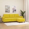 VidaXL Canapea cu 3 locuri și taburet, galben, 180 cm, catifea 3201221