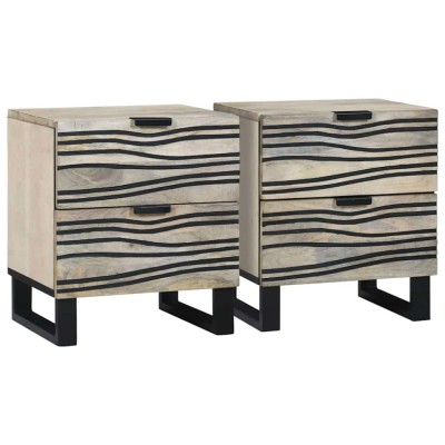 vidaXL Dulap de noapte cu sertar 2 pcs Alb și negru 40 x 33 x 46 cm 4017971 foto