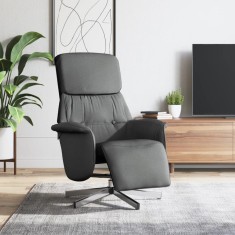 vidaXL Fotoliu rabatabil cu suport de picioare, gri &icirc;nchis, textil