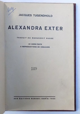 ALEXANDRA EXTER par JACQUES TUGENHOLD , LUCRARE DEDICATA ARTISTEI , REPREZENTATA A CURENTULUI AVANGARDIST RUS , 1922 foto
