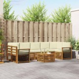 vidaXL Seturi de canapele 8 pcs Natural și Crem Lemn Solid de Acacia 3374540