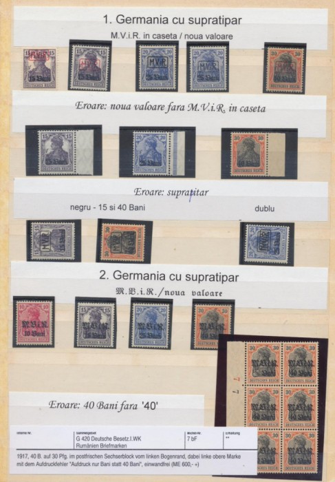 Ocupatia germana in Romania 1917-1918 colectie excelenta MViR greu de realizat
