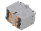 Bloc de distribuție 1,5mm2 cu 6 borne gri
