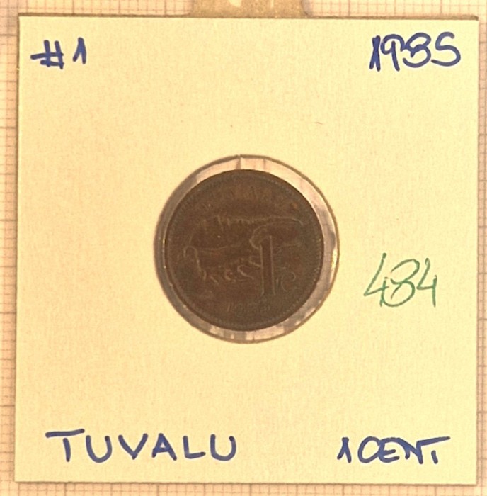Tuvalu 1 cent 1985, KM#1, rara