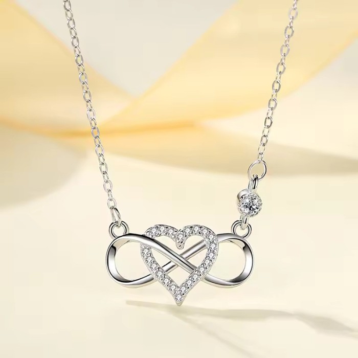 Colier pandantiv Inima Infinit, Argint 925, placat cu Rodiu - ALCA Fine Jewelry