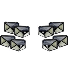 Set 8 x Lampa cu Incarcare Solare, Senzor de Miscare, 3 Moduri de Iluminare, 100 LED, Prindere pe Perete
