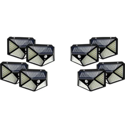 Set 8 x Lampa cu Incarcare Solare, Senzor de Miscare, 3 Moduri de Iluminare, 100 LED, Prindere pe Perete foto