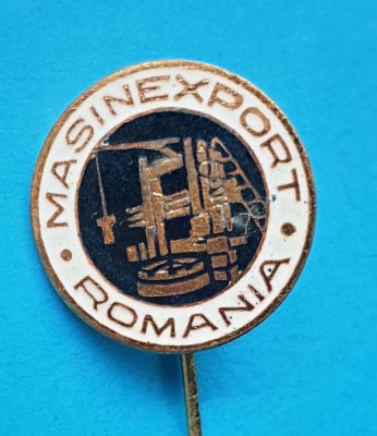 Insigna veche Industrie realizari Epoca de Aur MASINEXPORT ROMANIA foto