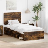 Cumpara ieftin Cadru de pat Stejar fumuriu 100 x 200 cm Lemn de pin masiv