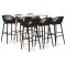 vidaXL Set mobilier de bar, 7 piese, alb și negru