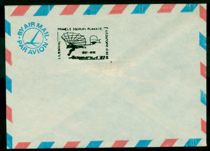 1981, LILIENTHAL, Plic PAR AVION, AEROMFILA &#039;81 Zboruri Planate
