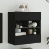 VidaXL Comodă TV de perete cu lumini LED, negru, 58,5x30x60,5 cm