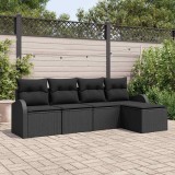 Cumpara ieftin Set de canapele pentru grădină cu pernă 5 pcs Negru Rattan poli