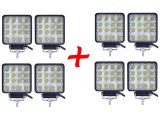 Cumpara ieftin 8 x Proiector LED auto offroad 48W 12V-24V, 3520 lumeni, patrat