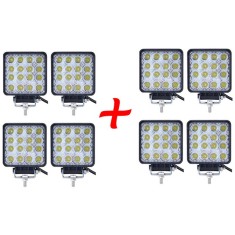 8 x Proiector LED auto offroad 48W 12V-24V, 3520 lumeni, patrat