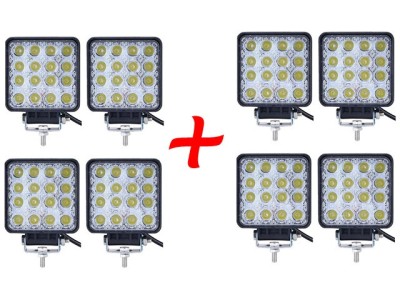 8 x Proiector LED auto offroad 48W 12V-24V, 3520 lumeni, patrat foto